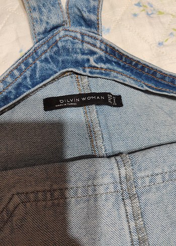 Kadın Mavi Denim Midi Salopet Elbise - Görsel 2