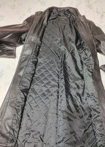 Siyah Uzun  klasik Deri Kadın Ceket gerçek deri - Görsel 4