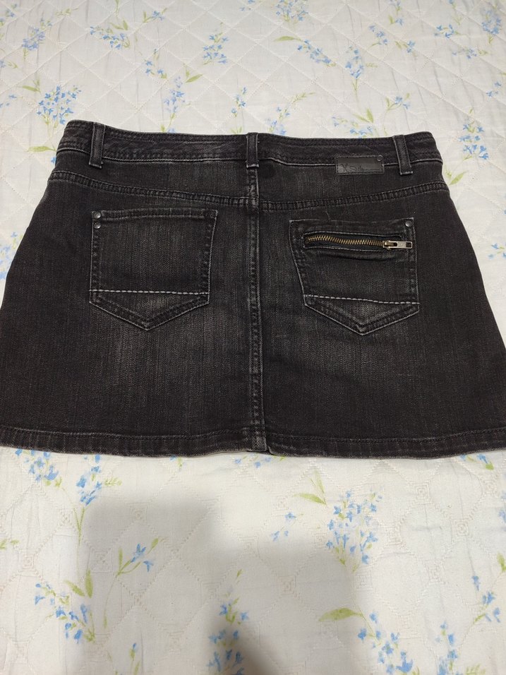 Siyah Kot Mini Etek Kemerli Rock Punk - Görsel 2