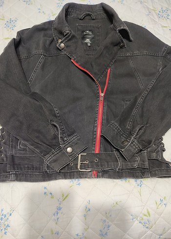 Siyah Kemerli Biker Denim Ceket - Görsel 2