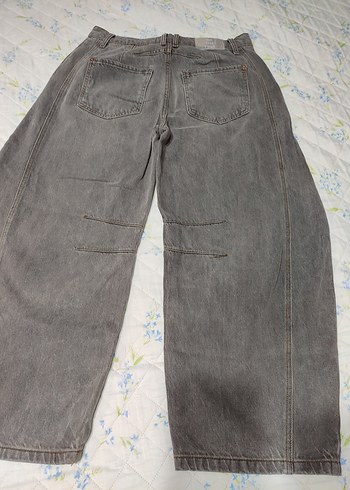 Gri Bol Kesim Kadın Kot Pantolon - Görsel 6