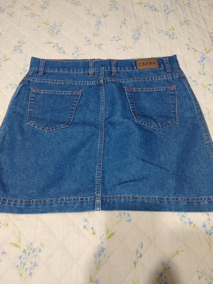 Düğmeli Mavi Denim Midi Etek - Görsel 2