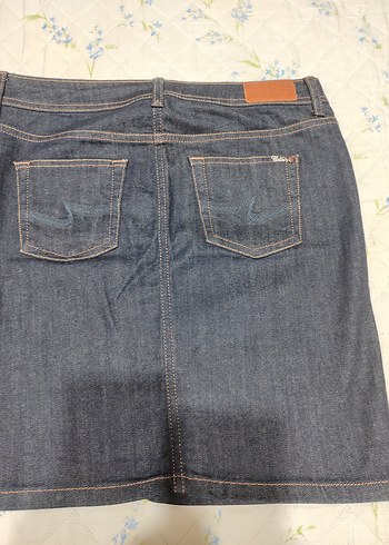 Lacivert Kemerli Kadın Denim Mini Etek - Görsel 2