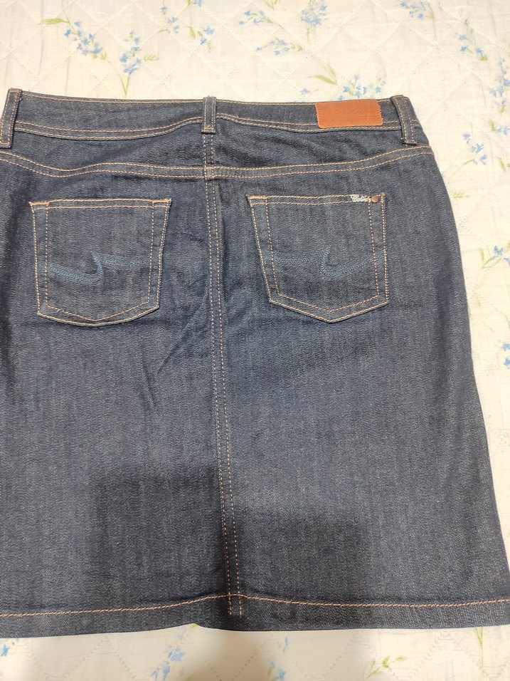 Lacivert Kemerli Kadın Denim Mini Etek - Görsel 2