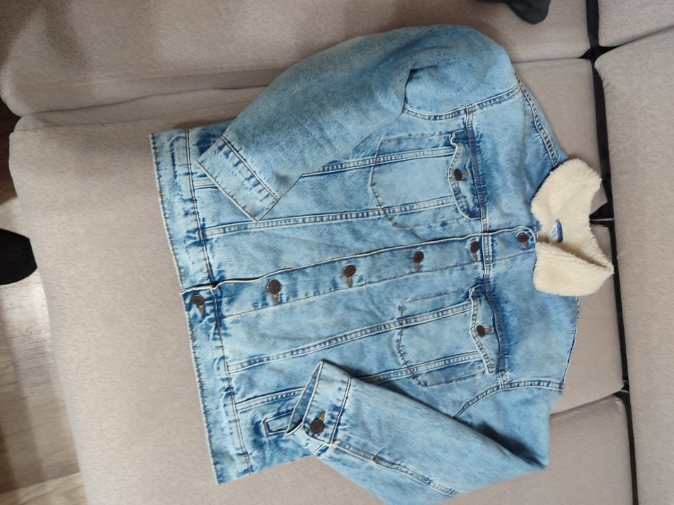 Düğmeli Mavi  erkek Denim Ceket 13 -14 yaş - Görsel 4