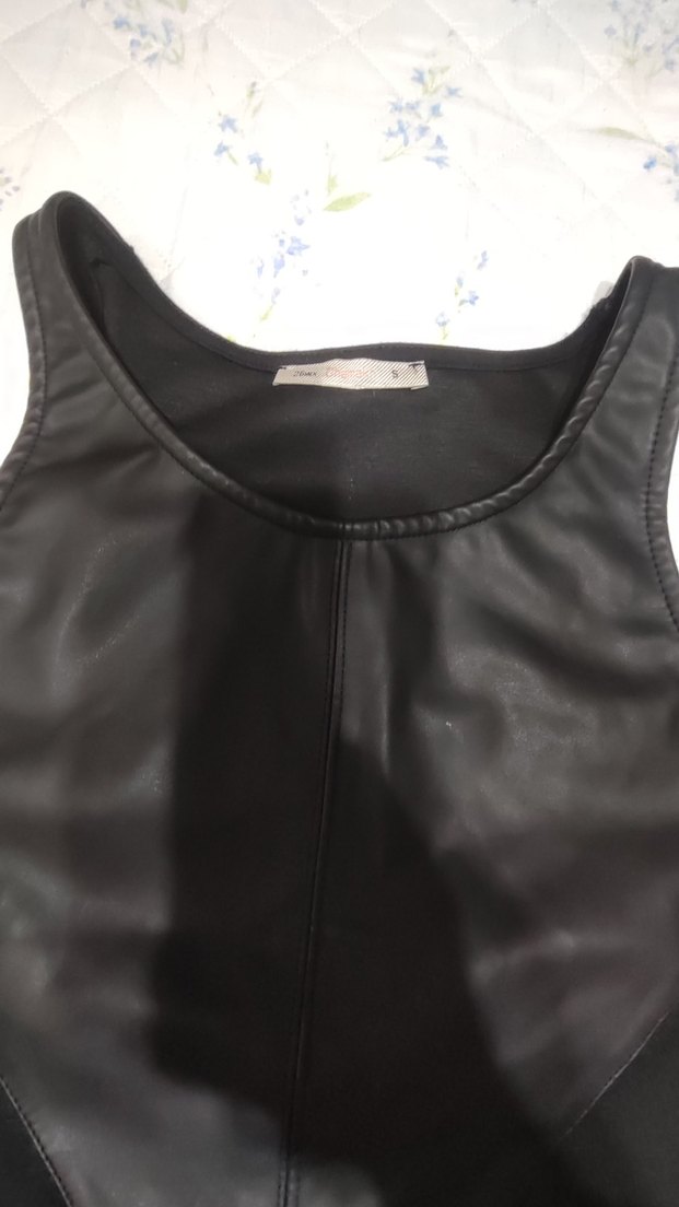 Kolsuz Mini Deri takım etek - Görsel 3