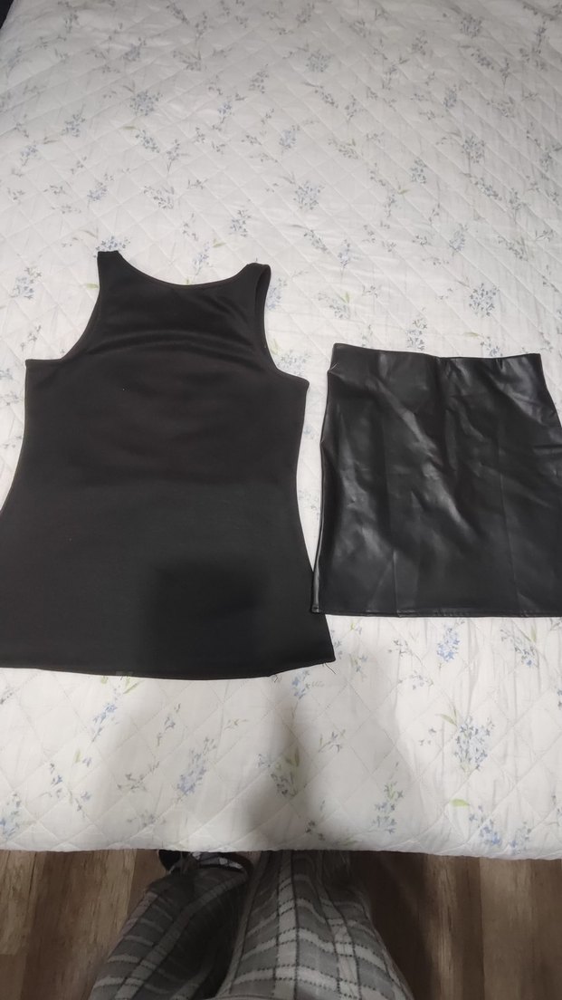 Kolsuz Mini Deri takım etek - Görsel 4