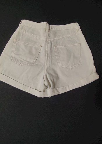 Bej Kadın Mini Pamuklu kot Şort - Görsel 3