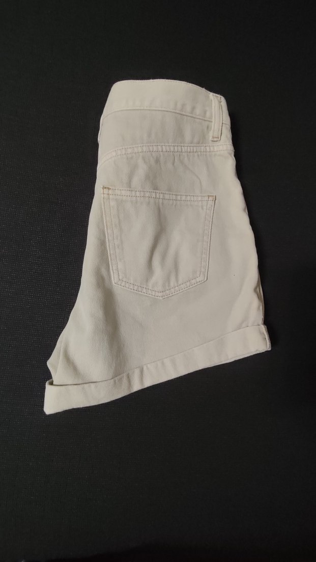 Bej Kadın Mini Pamuklu kot Şort - Görsel 2