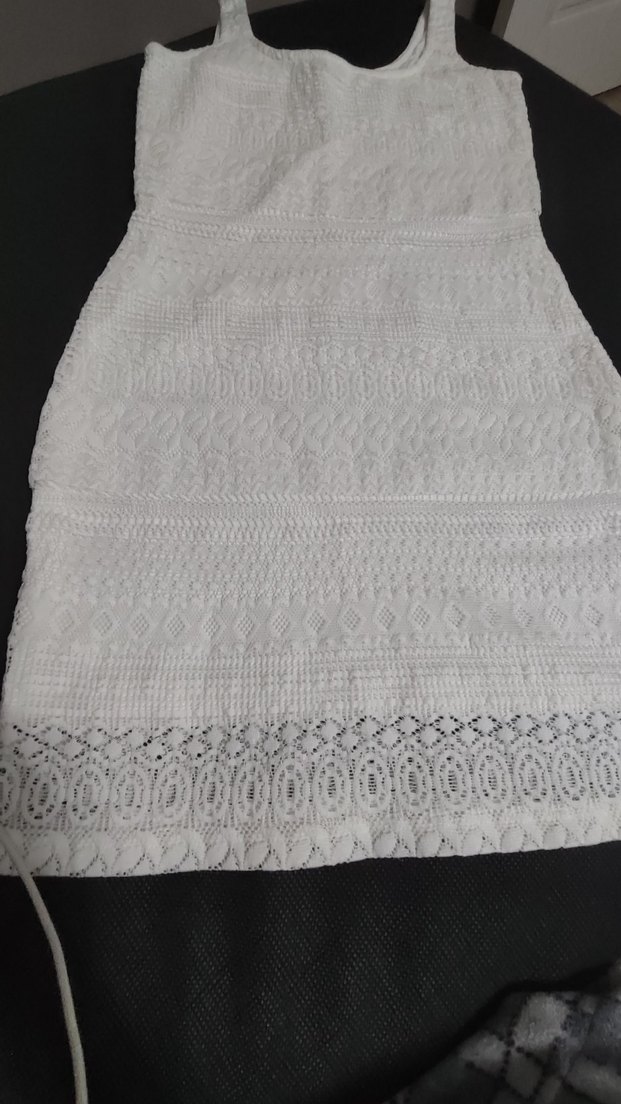 Kadın Beyaz Dantel Nakışlı  Elbise likra - Görsel 2