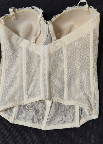 Beyaz Vintage Gotik Dantel Büstiyer - Görsel 2