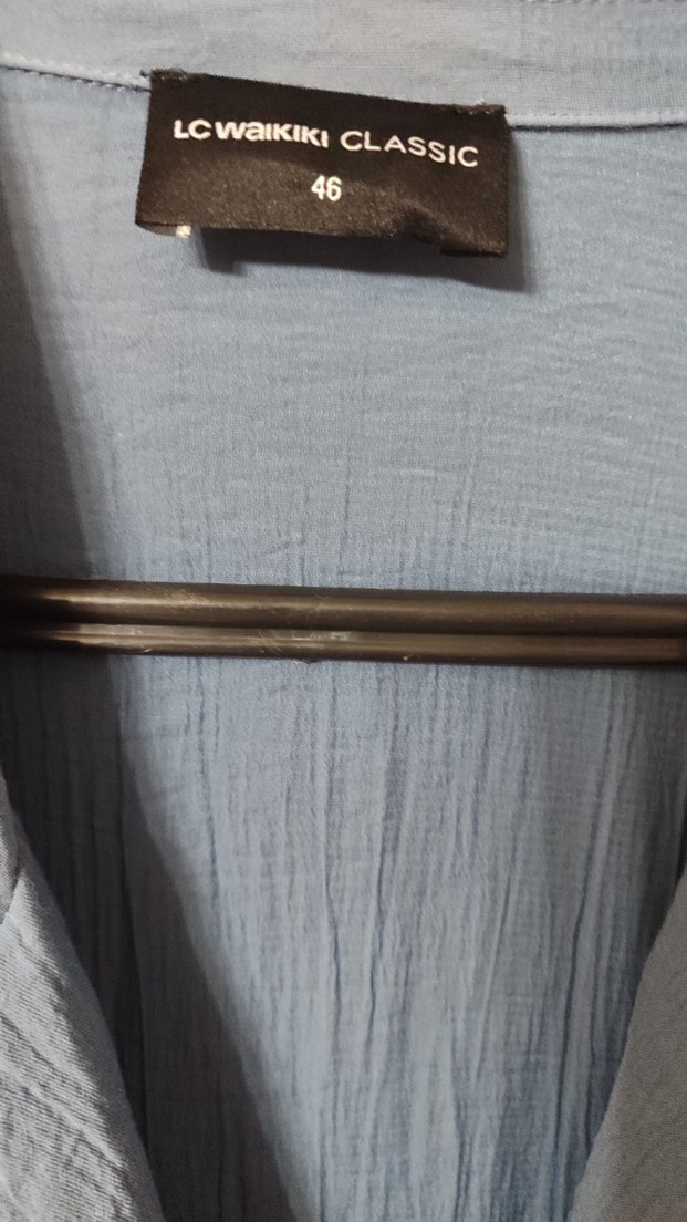 Düğmeli Uzun Kollu Mavi Kadın Blazer - Görsel 3