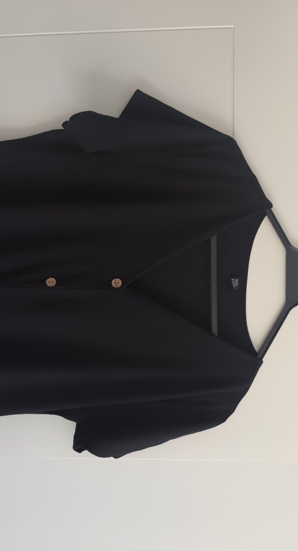 Düğmeli Siyah Uzun Kadın Elbise - Görsel 2