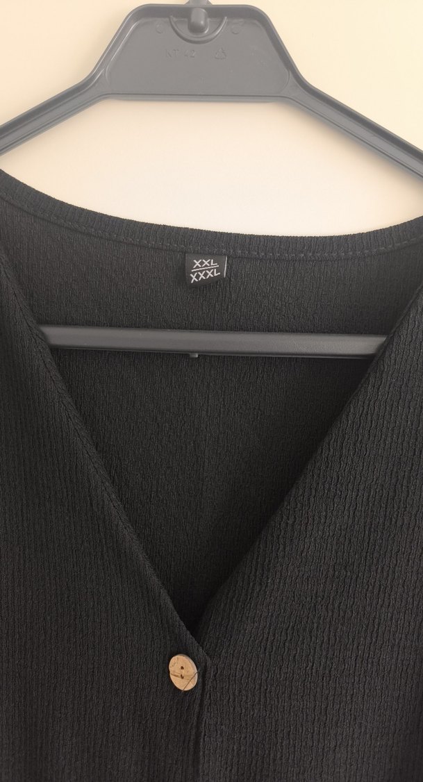 Düğmeli Siyah Uzun Kadın Elbise - Görsel 3