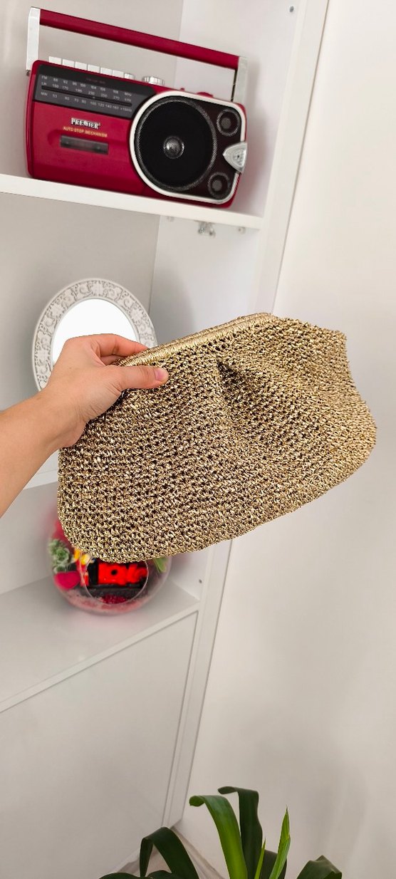 Bej Örgü Bohem Kadın Portföy Çanta - Görsel 4