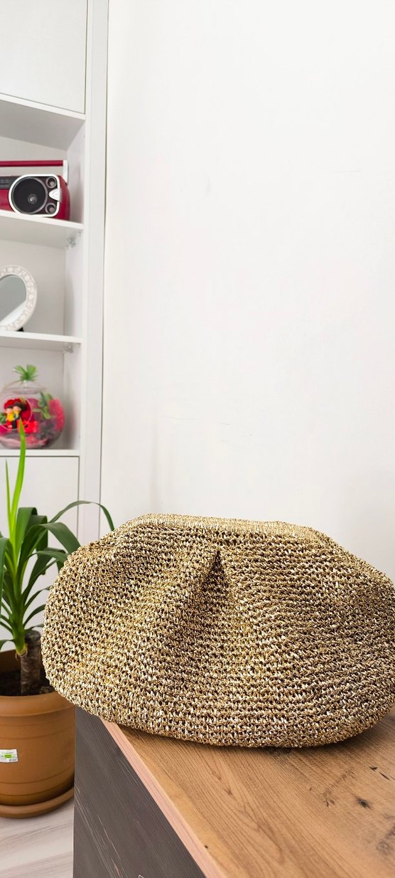 Bej Örgü Bohem Kadın Portföy Çanta - Görsel 2