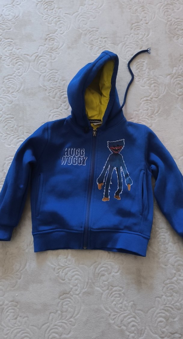 Erkek Çocuk Mavi Kapüşonlu Fermuarlı Sweatshirt - Görsel 2