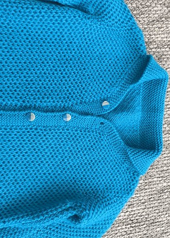 Erkek Çocuk Mavi Örgü Hırka - Görsel 3