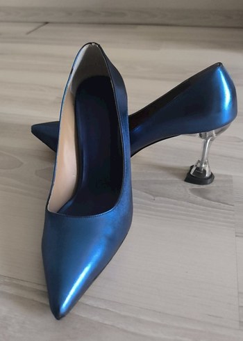 Mavi Stiletto Topuklu Kadın Ayakkabı - Görsel 4