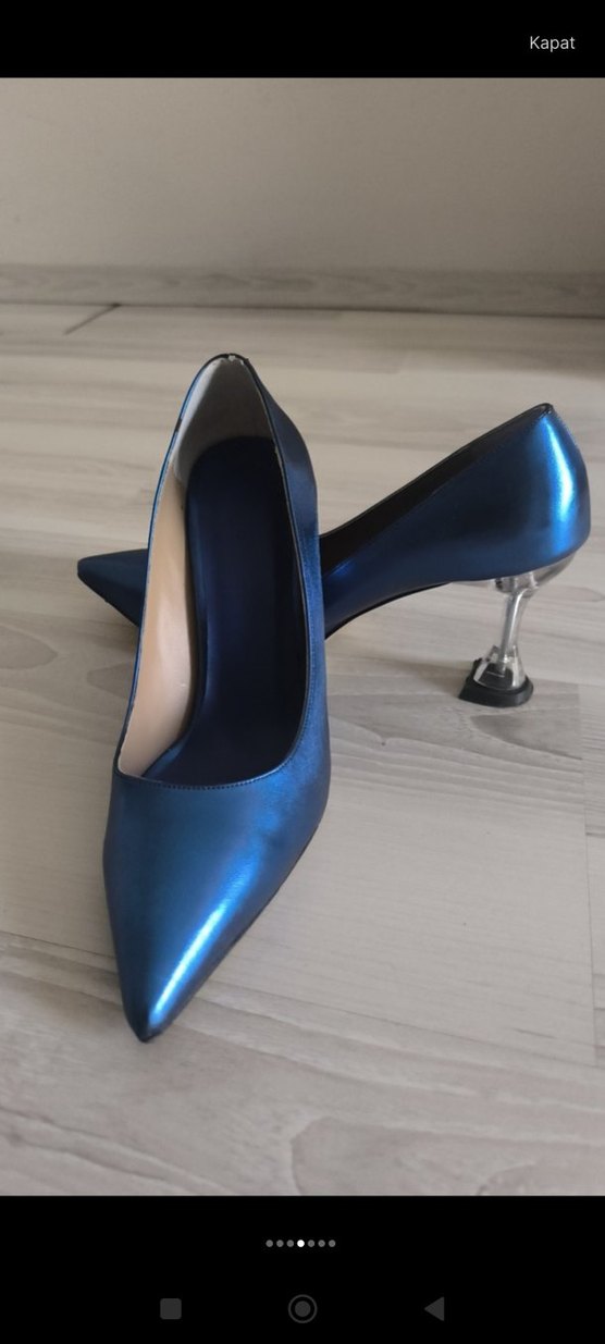 Mavi Stiletto Topuklu Kadın Ayakkabı - Görsel 4