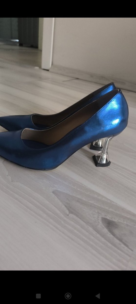Mavi Stiletto Topuklu Kadın Ayakkabı - Görsel 2