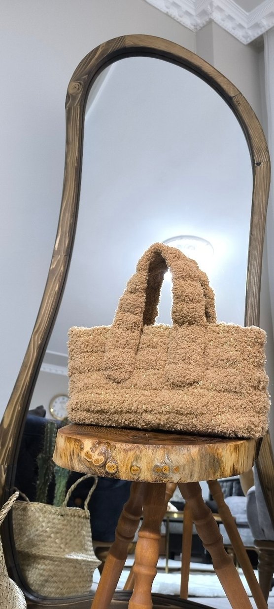 Kahverengi Peluş Kadın El Çantası - Görsel 2