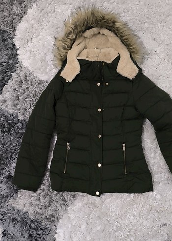 Kadın Haki Kürklü Kışlık Mont - Görsel 4