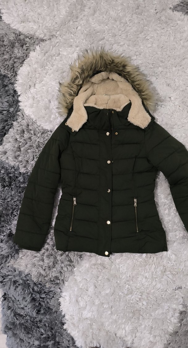 Kadın Haki Kürklü Kışlık Mont - Görsel 4
