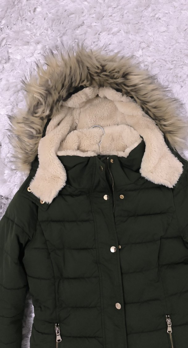 Kadın Haki Kürklü Kışlık Mont - Görsel 5