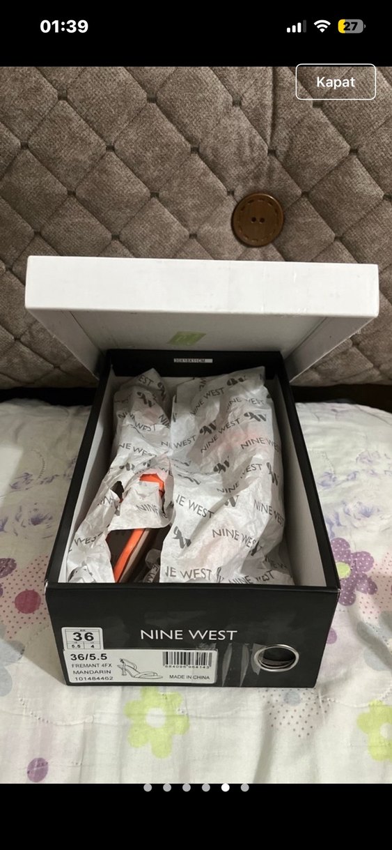 Nine West 36 Turuncu Parlak Tokalı Stiletto Kadın Ayakkabı - Görsel 5