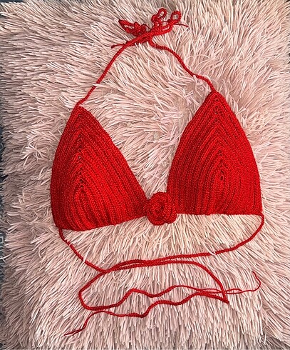 xs Beden kırmızı Renk el yapımı bikini üstü