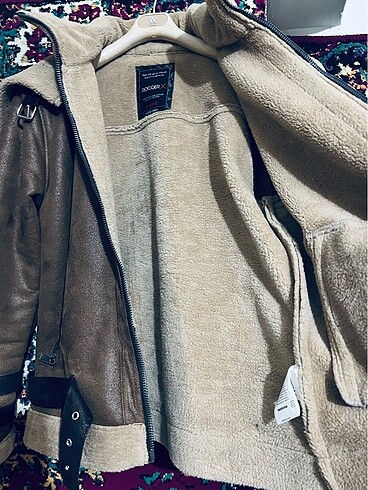 l/xl Beden SUNİ DERİ KUZU KÜRTKLÜ MONT