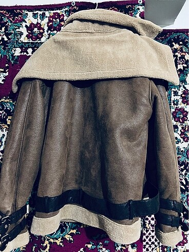l/xl Beden kahverengi Renk SUNİ DERİ KUZU KÜRTKLÜ MONT