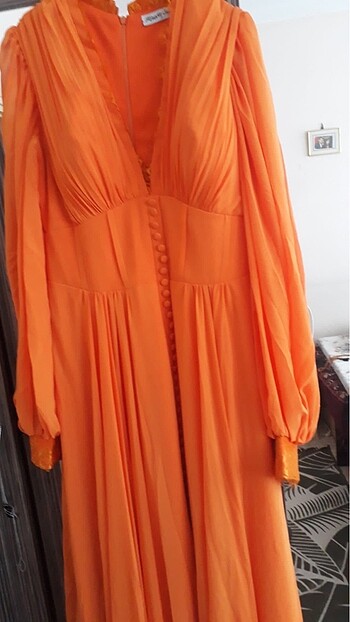 36 Beden turuncu Renk Turuncu elbise