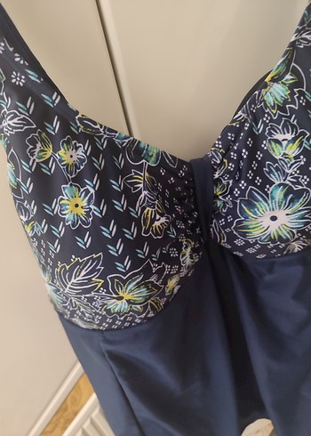 Çiçek Desenli  Lacivert Kadın Mayo - Görsel 5