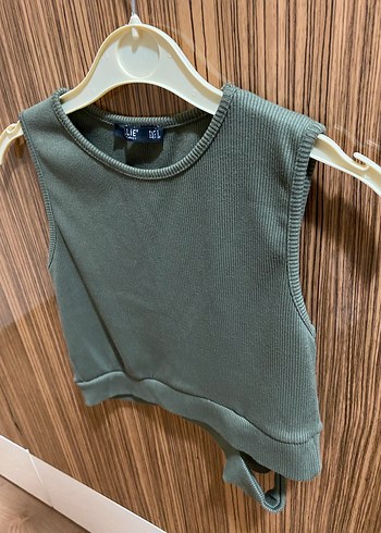 Diğer Gri Kısa Kollu Crop Top