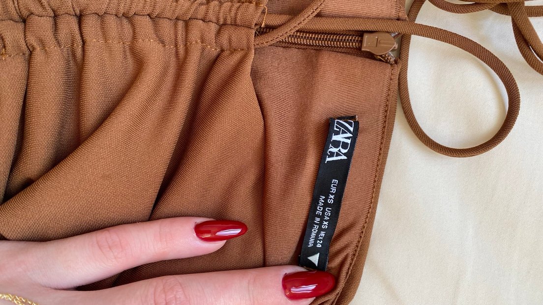 Deri Kahverengi Mini Straplez Elbise - Görsel 2