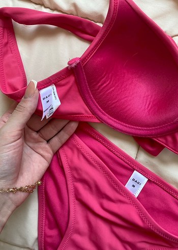 Fiyonklu Pembe Strappy Bikini Takımı - Görsel 2