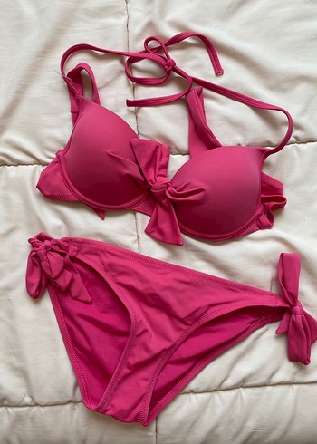 Fiyonklu Pembe Strappy Bikini Takımı - Görsel 5