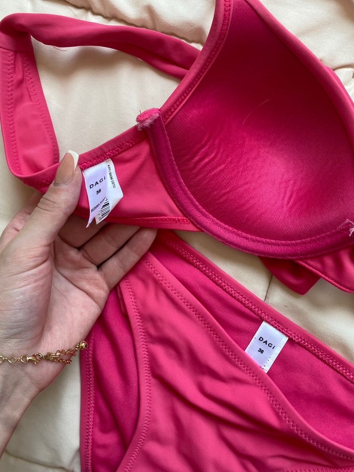 Fiyonklu Pembe Strappy Bikini Takımı - Görsel 2