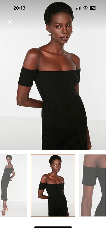 Siyah midi triko elbise - Görsel 2