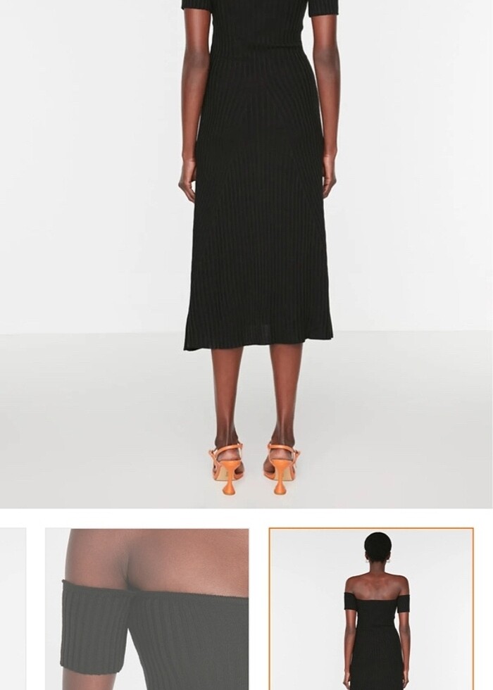 Siyah midi triko elbise - Görsel 3