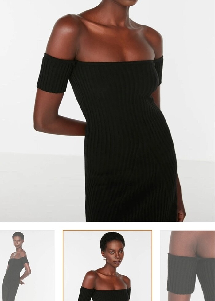 Siyah midi triko elbise - Görsel 2