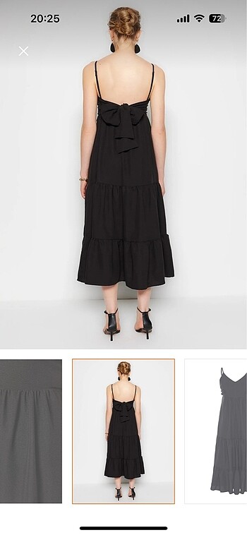 Siyah sırt detaylı askılı elbise - Görsel 3