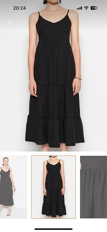 Siyah sırt detaylı askılı elbise - Görsel 2