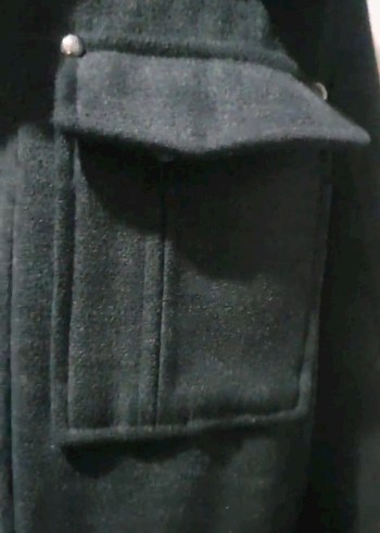 Gri Denim Midi Ceket Kemerli ve Çift Göğüs Cepli - Görsel 8