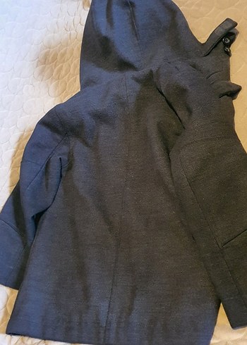 Gri Denim Midi Ceket Kemerli ve Çift Göğüs Cepli - Görsel 9