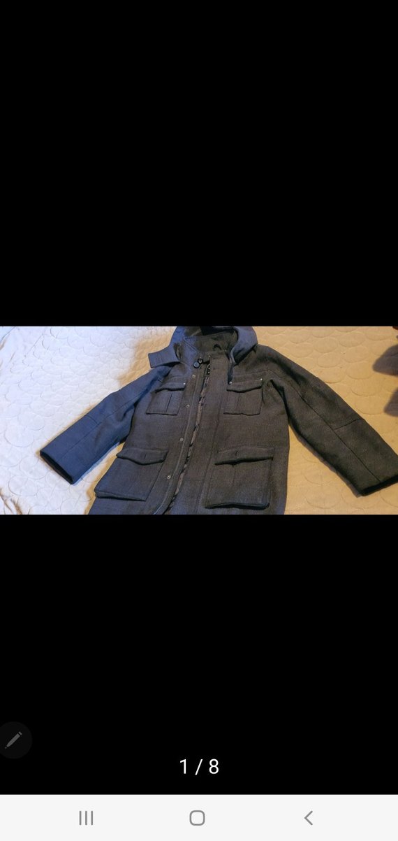 Gri Denim Midi Ceket Kemerli ve Çift Göğüs Cepli - Görsel 3