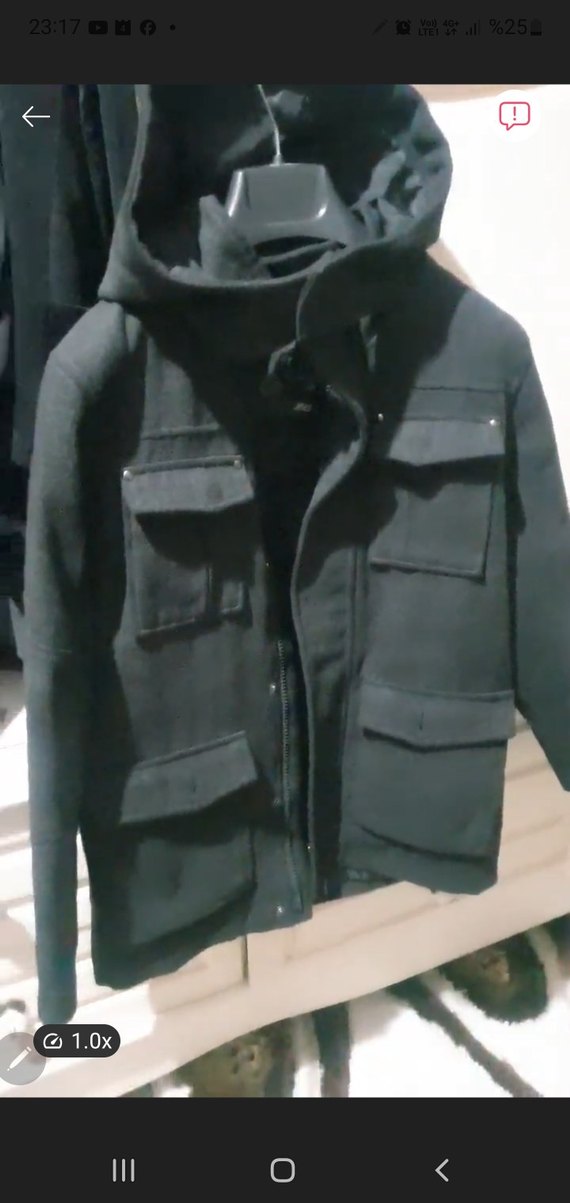 Gri Denim Midi Ceket Kemerli ve Çift Göğüs Cepli - Görsel 4