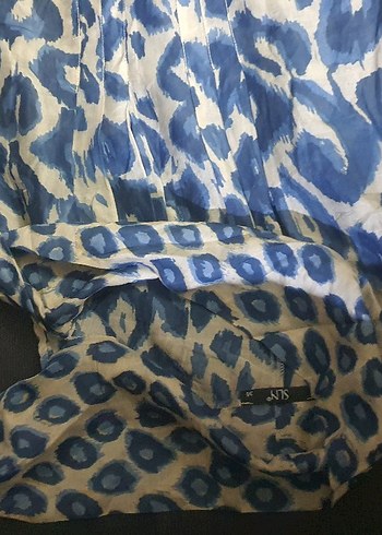 Selen Mavi Batik Desenli Bohem  Tunik - Görsel 5